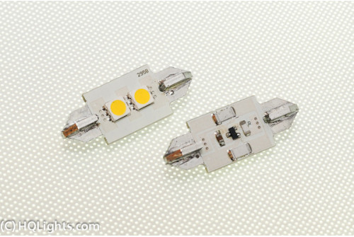 Spollampa LED, 37mm, 2 led 1W Super White 6000K, Canbus (2st per kit)