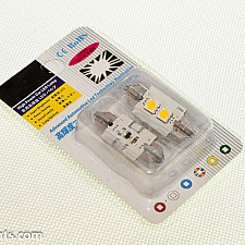 LED-lampa, 37mm, 2 LED 1W Supervit 6000K, Canbus (2st per kit)