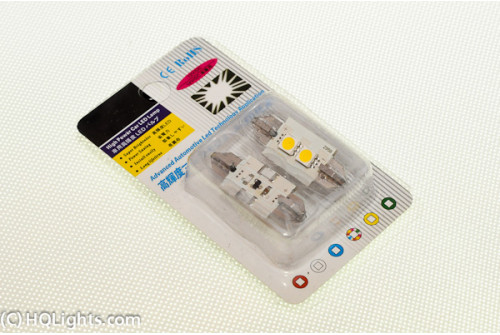 Spollampa LED, 37mm, 2 led 1W Super White 6000K, Canbus (2st per kit)