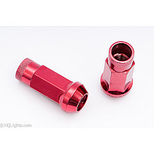 Hjulmuttrar, M12 x 1,50 48 mm 60° Stål Röda 20st Inkl. Adapter, Muteki