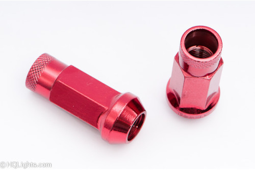 Hjulmuttrar Muteki M12 x 1,50 48 mm 60°, stål, röda, 20st inkl. adapter