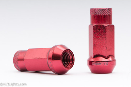 Hjulmuttrar Muteki M12 x 1,50 48 mm 60°, stål, röda, 20st inkl. adapter