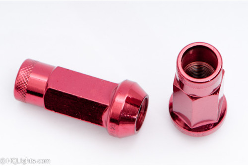 Hjulmuttrer Muteki M12 x 1,25 48 mm 60°, stål, röda, 20st inkl. adapter