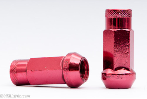 Hjulmuttrer Muteki M12 x 1,25 48 mm 60°, stål, röda, 20st inkl. adapter