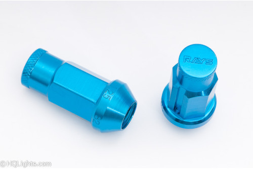 Wheel nuts Rays M12 x 1,50 50 mm 60°, aluminium, blue, 20 pcs incl. adapter and lock nut