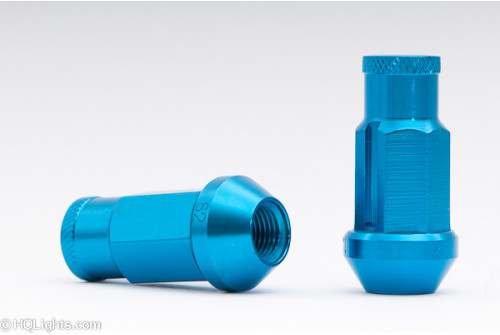 Wheel nuts Rays M12 x 1,50 50 mm 60°, aluminium, blue, 20 pcs incl. adapter and lock nut