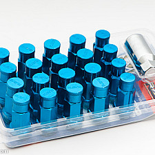 Wheel Nuts, M12 x 1.50, 50 mm, 60°, Aluminium, Blue, 20 Pcs with Adapter and Lock Nut, Rays