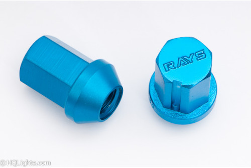 Hjulmuttrar Rays Dura Nuts M12 x 1,50 35 mm 60°, aluminium, blå, 20 st inkl. adapter och låsmutter
