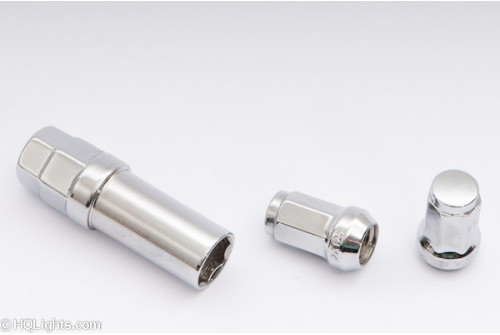 Hjulmuttrer M12 x 1,25 33 mm 60°, stål, silver, 16st inkl. dual adapter
