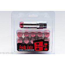 Hjulmutter M12 x 1,50 33 mm 60°, Stål, Röd, 16st Inkl. Dubbeladapter