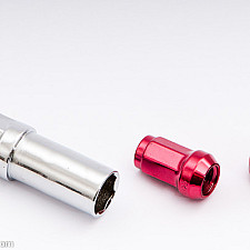 Hjulmutter M12 x 1,50 33 mm 60°, Stål, Röd, 16st Inkl. Dubbeladapter
