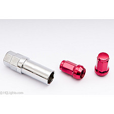 Hjulmutter M12 x 1,25 33 mm 60°, Stål, Röd, 16st Inkl. Dual Adapter