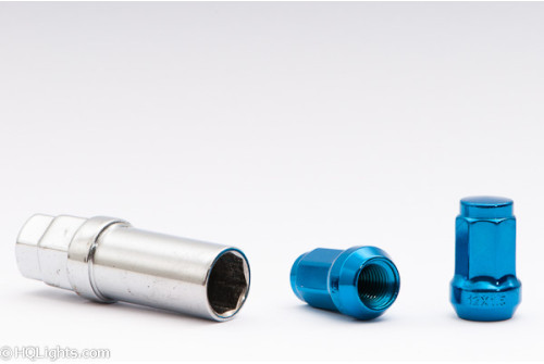Wheel nuts M12 x 1,25 33 mm 60°, steel, blue, 16 pcs inc. dual adapter