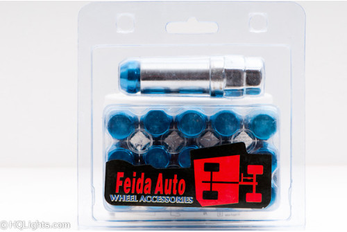 Wheel nuts M12 x 1,25 33 mm 60°, steel, blue, 16 pcs inc. dual adapter