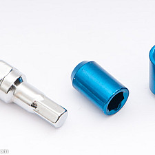 Hjulmutter M12 x 1,5 33 mm 60°, Stål, Öppen, Blå, 16st Inkl. Dual Adapter