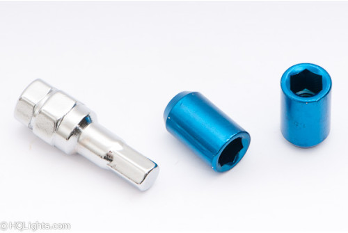 Wheel nuts M12 x 1,5 33 mm 60°, steel, open, blue, 16 pcs inc. dual adapter