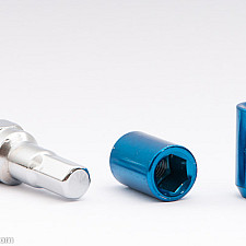 Hjulmutter M12 x 1,5 33 mm 60°, Stål, Öppen, Blå, 16st Inkl. Dual Adapter