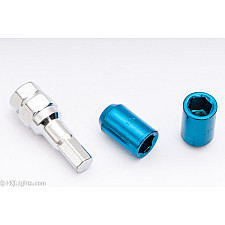 Hjulmutter M12 x 1,25 33 mm 60°, Stål, Öppen, Blå, 16st Inkl. Dual Adapter