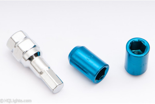 Hjulmuttrer M12 x 1,25 33 mm 60°, stål, öppen, blå, 16st inkl. dual adapter