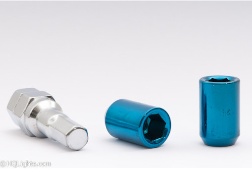 Hjulmuttrer M12 x 1,25 33 mm 60°, stål, öppen, blå, 16st inkl. dual adapter