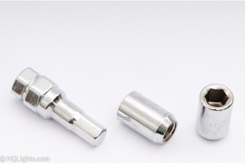 Hjulmuttrer M12 x 1,25 33 mm 60°, stål, öppen, silver, 16st inkl. dual adapter