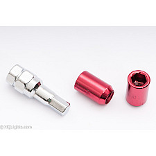 Hjulmutter M12 x 1,25 33 mm 60°, Stål, Öppen, Röd, 16st Inkl. Dual Adapter