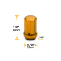 Hjulmutter M12 x 1,25 33 mm 60°, Aluminium, Guld, 20st Inkl. Adapter, TPI SD Nutz