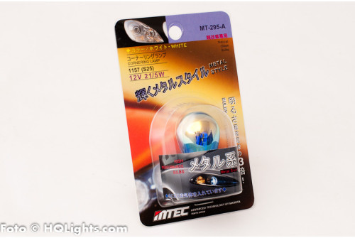 MTec BAY15D S25 (1157) brake lamp, white / blue light, silver / rainbow surface, 21/5W, 1 lamp