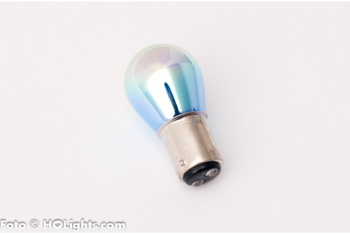 MTec BAY15D S25 (1157) brake lamp, white / blue light, silver / rainbow surface, 21/5W, 1 lamp