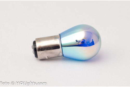 MTec BAY15D S25 (1157) brake lamp, white / blue light, silver / rainbow surface, 21/5W, 1 lamp