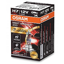 Halogenlampa H7 2 st Night Breaker 200 Laser +200%, Osram