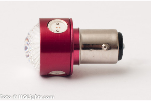 BA15S (P21W) 4 LED, 4W turn signal / stop light, red lamp with lens, yellow, 1 pc
