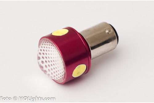 BA15S (P21W) 4 LED, 4W turn signal / stop light, red lamp with lens, yellow, 1 pc
