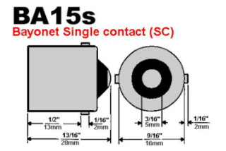 BA15S (P21W) 4 LED, 4W blinkers / broms, gul, 1st