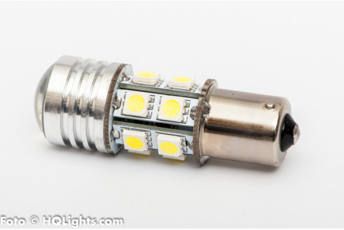 BA15S (P21W) LED, mycket stark, 13 led, CREE, gul/orange 12v (1st)