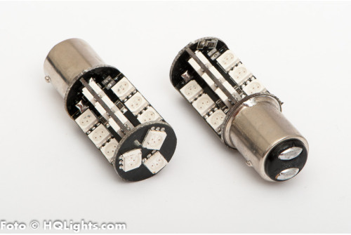 BAZ15D 27 SMD LED, röd 12v, bromsljus, 2 st