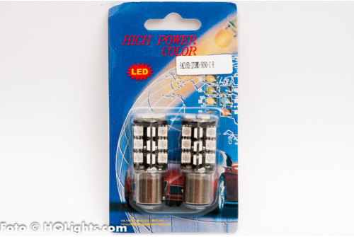 BAZ15D 27 SMD LED, röd 12v, bromsljus, 2 st