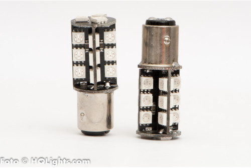 BAZ15D 27 SMD LED, röd 12v, bromsljus, 2 st