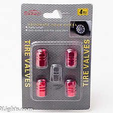 Air Vent Cap, Universal, Aluminum, 4 Pcs, Red