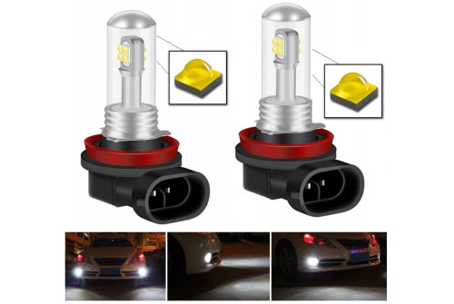 H8 H9 H11 LED 8x CREE XBD ultra white 6000K, 8000LM, passive cooling, 2 pcs