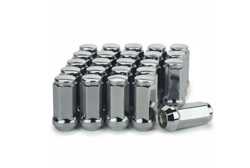 Wheel nuts M14 x 1,5 42 mm 60°, steel, silver chrome (20 pcs)