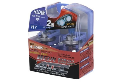 H7 halogenlampa 55W 4350K Super White 2-pack för bilbelysning, MTec MT-440