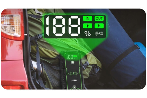 Jump Starter Powerbank 16000mAh med LCD-display och trådlös laddning från UTRAI