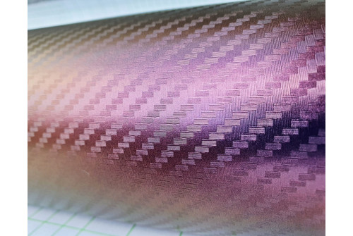 Vinylfolie, 3D kolfiber imitation, kameleont färg guld-rosa, pris per 10 x 152 cm