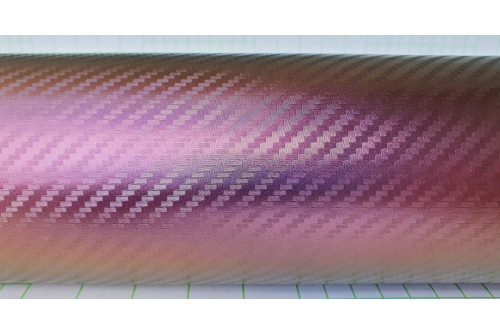 Vinylfolie, 3D kolfiber imitation, kameleont färg guld-rosa, pris per 10 x 152 cm
