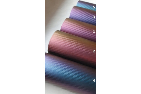 Vinylfolie, 3D kolfiber imitation, kameleont färg guld-rosa, pris per 10 x 152 cm