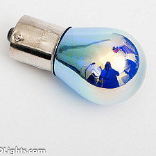 Cornering or Brake Lamp, BA15S, White/Blue Light, Silver/Rainbow Surface, 21W, 1 Lamp, MTec