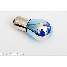 Cornering or Brake Lamp, BA15S, White/Blue Light, Silver/Rainbow Surface, 21W, 1 Lamp, MTec
