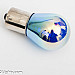 MTec BA15S cornering or brake lamp, white / blue light, silver / rainbow surface, 21W, 1 lamp