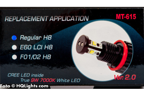 Mtec Extreme Power LED kit för BMW F01 F02 7-serie Angel Eyes ringar, H8, 7000K, 9W (v2)